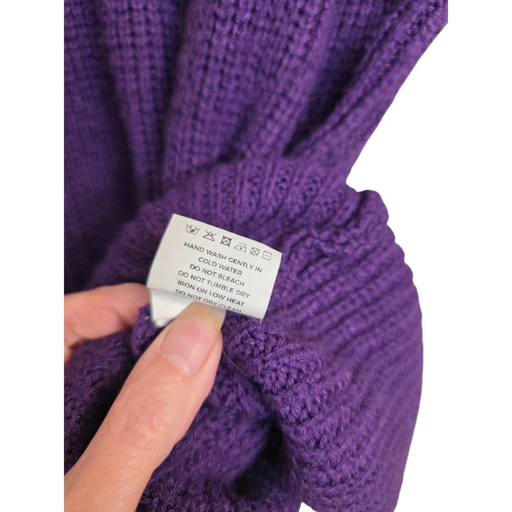 Bloomchic Purple Textured V Neck Long Sleeve Knit Sweater Dress Size 12 - Picture 7 of 10